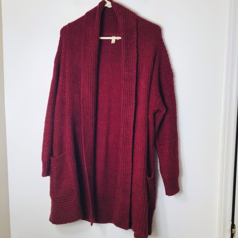 Anthropologie Burgundy Cardigan Sweater